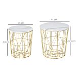 Homcom Set Of 2 Nesting Side Tables With Storage, Round End Tables Coffee Tables With Steel Frame And Removable Round Top, White