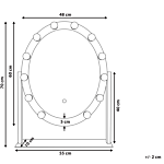 Standing Vanity Mirror With Led White 50 X 60 Cm Oval Hollywood Illuminated Bulbs Dressing Table Beliani