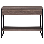 Side Table Taupe Wood Black Metal Frame 2 Storage Drawers Shelf Dressing Table Industrial Beliani