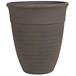 Set Of 2 Plant Pots Planter Solid Brown Stone Mixture Polyresin Square Ø 50 Cm All-weather Beliani