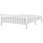 Double Bed Frame White Pine Wood 180 X 200 Cm Super King Size Slatted Beliani