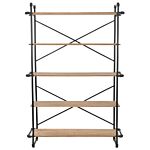 Vidaxl Bookcase Solid Firwood And Steel 120x42x180 Cm