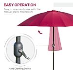 Outsunny Ф255cm Patio Parasol Umbrella Outdoor Market Table Parasol With Push Button Tilt Crank And Sturdy Ribs For Garden Lawn Backyard Pool Wine Red