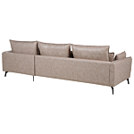 Corner Sofa Light Brown Polyester Fabric Upholstery Metal Legs Left Hand 3 Seater Couch Scatter Back Toss Pillows Modern Beliani