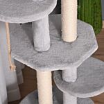 Pawhut Cat Tree Kitten Tower Multi-level Activity Centre Pet Furniture With Scratching Post Condo Hanging Ropes Plush Perches Grey