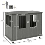 Pawhut Dog Crate Table For Medium And Large Dogs With Magnetic Door For Indoor Use, 100 X 55 X 80 Cm, Grey