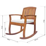 Outsunny Garden Acacia Wood Rocking Chair Deck Indoor Outdoor Porch Seat Rocker With Cushion