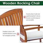 Outsunny Garden Acacia Wood Rocking Chair Deck Indoor Outdoor Porch Seat Rocker With Cushion