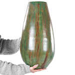 Decorative Vase Green And Brown Terracotta 48 Cm Handmade Painted Retro Vintage-inspired Design Beliani
