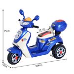 Homcom Electric Ride On Toy Tricycle Car-blue