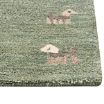 Area Rug Green Wool 80 X 150 Cm Animal Pattern Hand Tufted Living Room Bedroom Traditional Boho Beliani