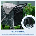 Pawhut 4 Wheel Pet Stroller With Rain Cover For Medium And Large Dogs - Black