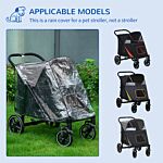 Pawhut 4 Wheel Pet Stroller With Rain Cover For Medium And Large Dogs - Black