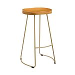 Bailey Pine Wood Seat Gold Effect Leg Bar Stool