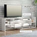 Homcom Tv Unit With Storage For Wall-mounted 65" Tvs Or Standing 50" Tvs, Tv Stand Set W/ A Wall Shelf & A Cabinet, Living Room Bedroom-white & Grey