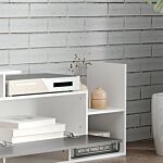 Homcom Tv Unit With Storage For Wall-mounted 65" Tvs Or Standing 50" Tvs, Tv Stand Set W/ A Wall Shelf & A Cabinet, Living Room Bedroom-white & Grey