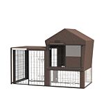 Pawhut Rabbit Hutch Cover, Water-resistant Pets Cage Protector, Breathable Guinea Pig Cage Cover - Brown