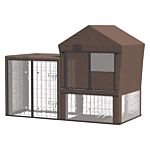 Pawhut Rabbit Hutch Cover, Water-resistant Pets Cage Protector, Breathable Guinea Pig Cage Cover - Brown