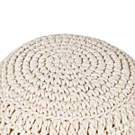 Pouf Ottoman Beige Cotton 40 X 40 Cm Eps Beads Filling Round Boho Style Living Room Beliani