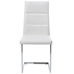 Set Of 2 Dining Chairs White Faux Leather Upholstered Cantilever Silver Legs Armless Modern Design Beliani