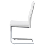 Set Of 2 Dining Chairs White Faux Leather Upholstered Cantilever Silver Legs Armless Modern Design Beliani