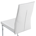 Set Of 2 Dining Chairs White Faux Leather Upholstered Cantilever Silver Legs Armless Modern Design Beliani