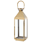 Metal Lantern Brass Stainless Steel H 55 Cm Pillar Candle Holder Beliani