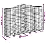 Vidaxl Arched Gabion Baskets 2 Pcs 300x50x180/200 Cm Galvanised Iron