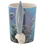 Ceramic Sealife Printed Mug With Dolphin Handle