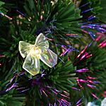 Homcom 5ft Prelit Artificial Christmas Tree Fiber Optic Led Light Holiday Home Xmas Decoration Tree With Foldable Feet, Green
