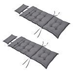 Outsunny Set Of 2 Outdoor Chair Cushions, High Back Padded Patio Chair With Pillow For Indoor And Outdoor Use,20l X 50w X 9d Cm Dark Grey