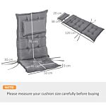 Outsunny Set Of 2 Outdoor Chair Cushions, High Back Padded Patio Chair With Pillow For Indoor And Outdoor Use,20l X 50w X 9d Cm Dark Grey