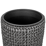 Set Of 2 Plant Pots Black Pe Rattan Round Indoor Outdoor With Plastic Insert Beliani