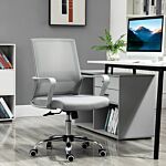 Vinsetto Ergonomic Desk Chair Mesh Office Chair With Adjustable Height Armrest And 360° Swivel Castor Wheels Grey