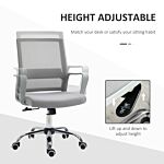 Vinsetto Ergonomic Desk Chair Mesh Office Chair With Adjustable Height Armrest And 360° Swivel Castor Wheels Grey