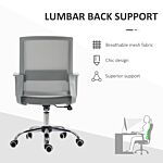 Vinsetto Ergonomic Desk Chair Mesh Office Chair With Adjustable Height Armrest And 360° Swivel Castor Wheels Grey