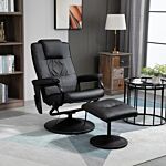Homcom Manual Sofa Reclining Armchair Pu Leather Massage Recliner Chair And Ottoman, Black