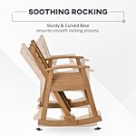 Outsunny Wooden Garden Rocking Bench With Adjustable Backrests, 2-seater Rustic Rocking Chair Loveseat With Slatted Seat And Armrests