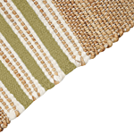 Area Rug Beige And Green Jute 80 X 150 Cm Rectangular Dhurrie With Tassels Striped Pattern Handwoven Boho Style Hallway Beliani