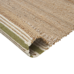 Area Rug Beige And Green Jute 80 X 150 Cm Rectangular Dhurrie With Tassels Striped Pattern Handwoven Boho Style Hallway Beliani