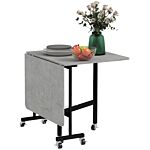 Homcom Drop Leaf Table, Folding Dining Table With Metal Frame, Rolling Kitchen Dining Table For Small Spaces, 120cm, Grey