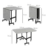 Homcom Drop Leaf Table, Folding Dining Table With Metal Frame, Rolling Kitchen Dining Table For Small Spaces, 120cm, Grey