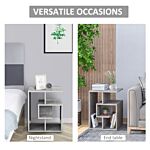 Homcom Side Table, 3 Tier End Table With Open Storage Shelves, Living Room Coffee Table Organiser Unit, Set Of 2, Cement Colour