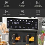 Homcom Dual Basket Air Fryer, 8l Family Size Double Air Fryer Oven With 8 Presets, Digital Display, Visual Window, Inner Light, Recipe, Timer, Preheat For Oil Free & Low Fat Healthy Cooking, 2500w