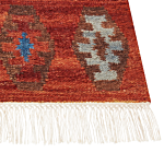 Kilim Area Rug Multicolour Wool 200 X 300 Cm Hand Woven Flat Weave Oriental Pattern With Tassels Traditional Living Room Bedroom Beliani