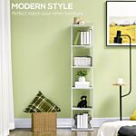 Homcom Modern 5-tier Bookshelf, Freestanding Bookcase Storage Shelving For Living Room Home Office Study, Light Grey