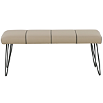 Bedroom Bench Beige Faux Leather Upholstery Metal Legs Modern Beliani