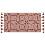 Area Rug Red Cotton 80 X 150 Cm Rectangular Hand Tufted Geometric Pattern Boho Beliani