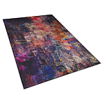 Area Rug Carpet Multicolour Polyester Fabric Floral Paisley Abstract Pattern Rubber Coated Bottom 140 X 200 Cm Beliani