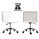 Homcom Adjustable Swivel Office Chair With Armless Mid-back In Pu Leather And Chrome Base - White